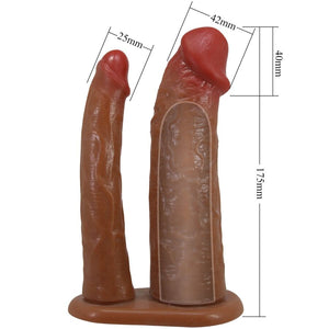 Pretty Love – Manchon double pénis yairon avec extension de 4 cm mulâtre