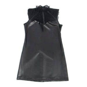 SUBBLIME - 957544 ROBE EN CUIR COL DENTELLE NOIRE S/M