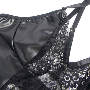 SUBBLIME - 957537 ROBE EN CUIR AVEC DENTELLE FLORALE NOIRE L/XL