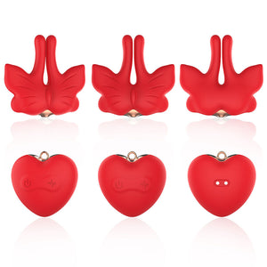 ARMONY - PINCES À TÉTONS MAGNÉTIQUES À VIBRATION FORME PAPILLON ROUGES