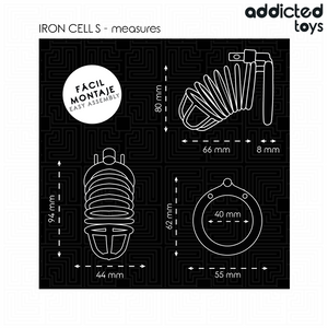 ADDICTED TOYS LOCKED - CAGE À PÉNIS EN MÉTAL IRON CELL 4 CM TAILLE S