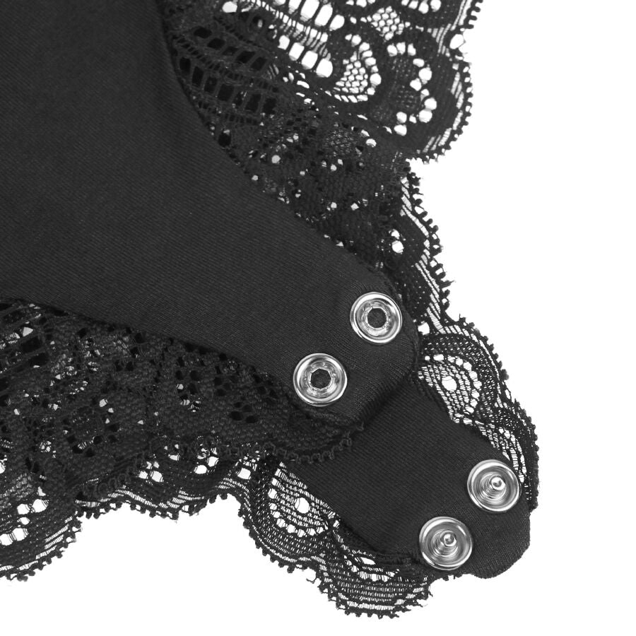 SUBBLIME - TEDDY DETALLE ENCAJE BLOEMEN NEGRO S/M