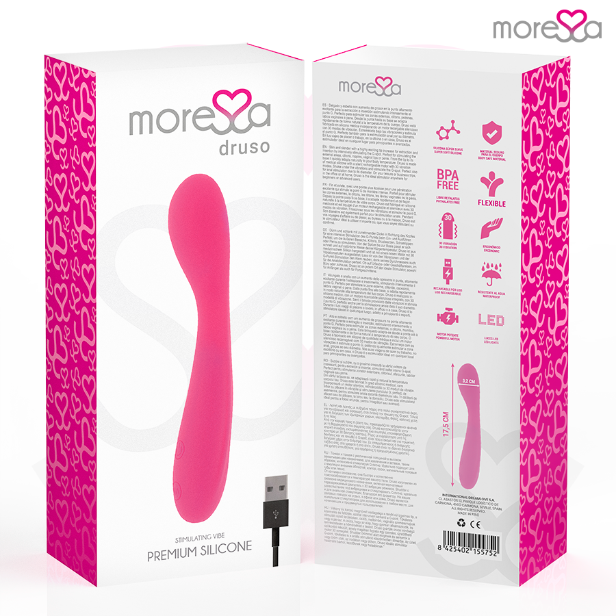 MORESSA - DRUSO MASAJEADOR DUO PUNTO GY SUERO PELVICO PREMIUM SILICONE RECHARGEABLE