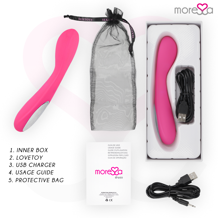 MORESSA - DRUSO MASAJEADOR DUO PUNTO GY SUERO PELVICO PREMIUM SILICONE RECHARGEABLE