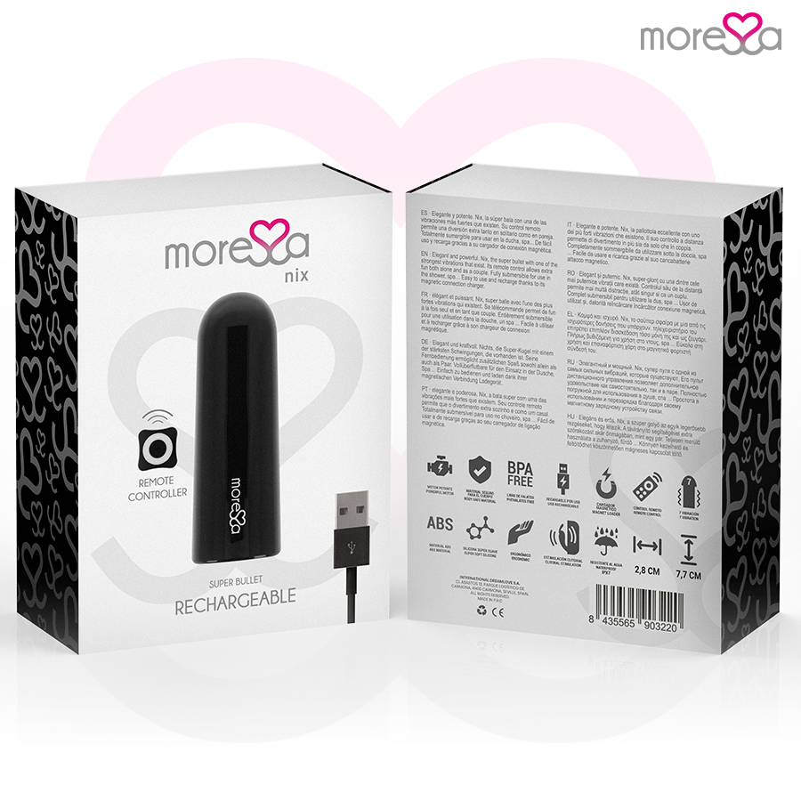MORESSA - NIX POTENTE VIBRADOR MULTI JUEGOS CONTROLE AFSTANDSBEDIENING NEGRO
