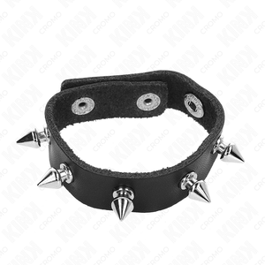 Kink – Anneau pénis en cuir avec pointes 21,5 x 1,6 cm