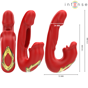 Intense – Nathy double vibrateur avec bouche stimulante multifonction rouge