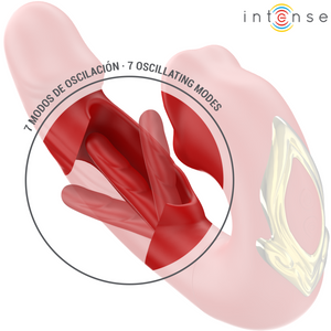 Intense – Nathy double vibrateur avec bouche stimulante multifonction rouge