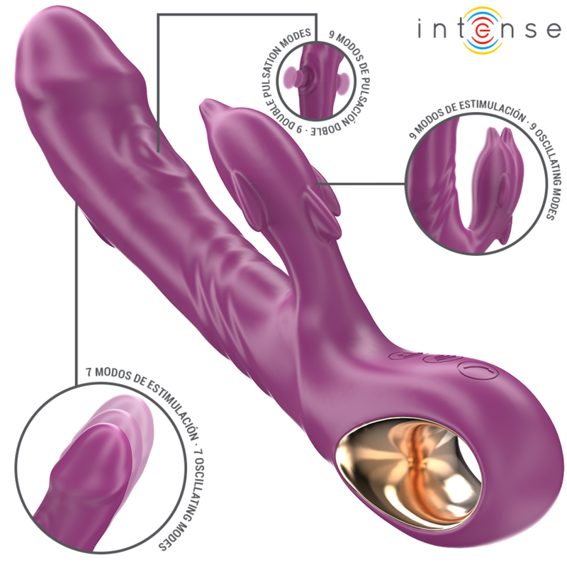 Intense – Halle vibrateur multifonction avec langue stimulante dauphin violet