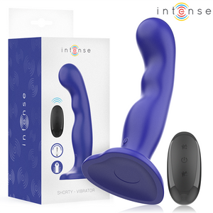 Intense – Shorty vibrateur avec ventouse télécommande bleue
