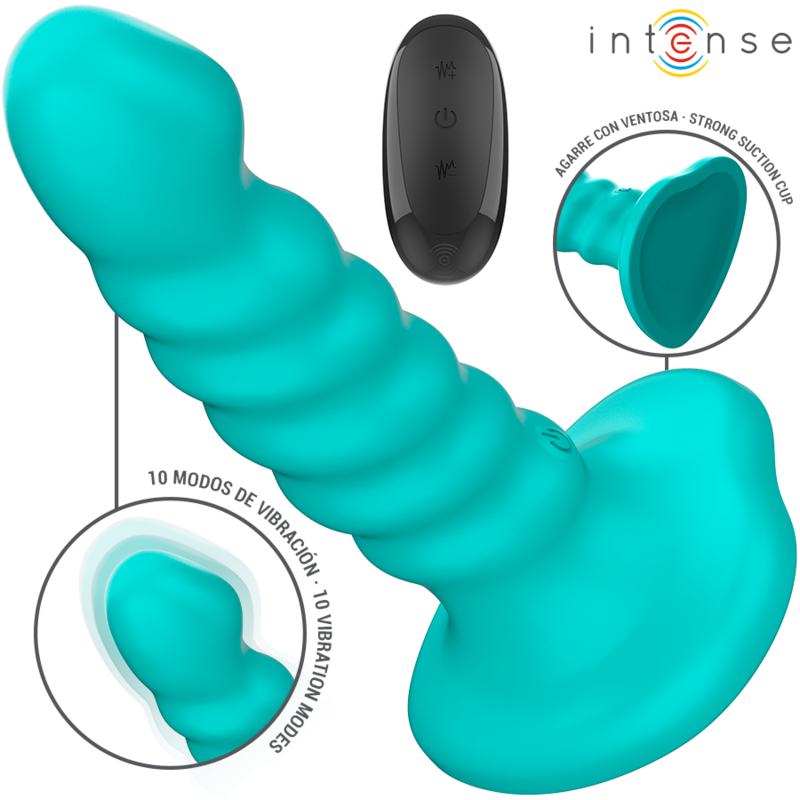 Intense – Buffy vibrateur taille S design spirale 10 vibrations télécommande bleue