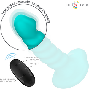 Intense – Buffy vibrateur taille S design spirale 10 vibrations télécommande bleue