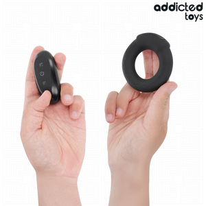ADDICTED TOYS - ANNEAU PÉNITENTIAIRE VIBRANT À EFFET CHAUFFANT AVEC TÉLÉCOMMANDE
