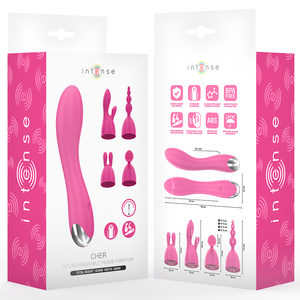 INTENSE - VIBRATEUR CHER AVEC 20 MODES DE MOUVEMENTS ET EMBOUTS INTERCHANGEABLES