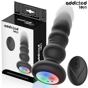 ADDICTED TOYS - PLUG ANAL ROTATIF ET VIBRANT, TÉLÉCOMMANDE AVEC LUMIÈRE LED