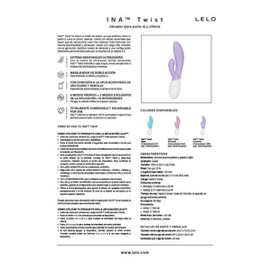 LELO - INA TWIST DOUBLE VIBRATEUR LAPIN POUR LE POINT G ET LE CLITORIS BLEU