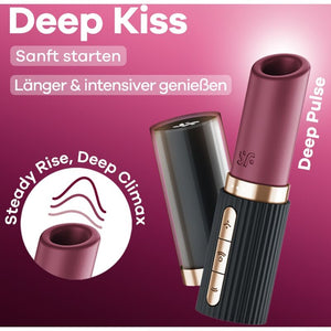 SATISFYER - STIMULATEUR DE CLITORIS DEEP KISS WAVE GRENAT / NOIR
