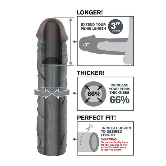 FANTASY X-TENSIONS - MEGA 3 EXTENSION ZWART VOOR PENIS