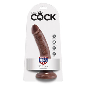 King Cock – Gode réaliste 7 pouces chocolat, 17,8 cm à ventouse