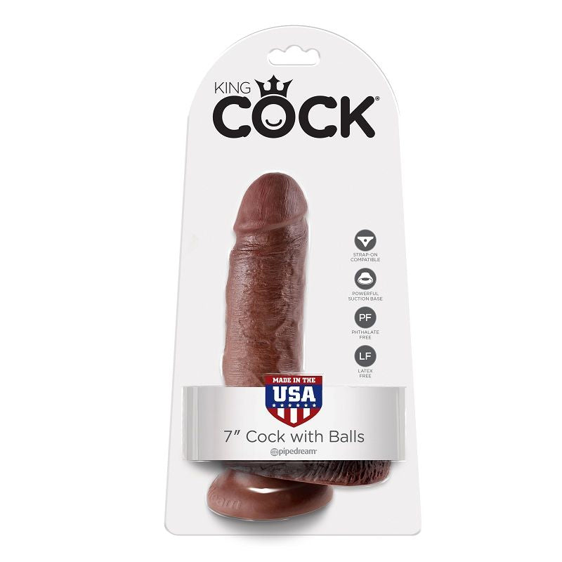 KING COCK - 7 PENE REALISTICO BROWN 17.8 CM