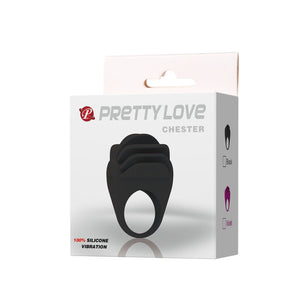 Pretty Love – Chester, anneau vibrant noir en silicone