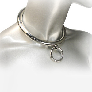 Metal Hard – Collier BDSM en métal chromé avec anneau, 18 cm