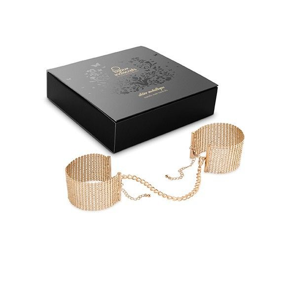 Bijoux – Désir Métallique, menottes en maille métallique dorée