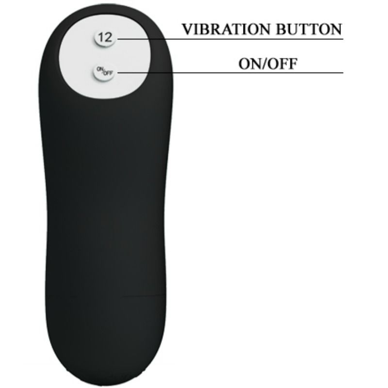 PRETTY LOVE - PLUG ANAL SILICONE FORMA PENE Y 12 MODOS VIBRACIÓN NEGRO