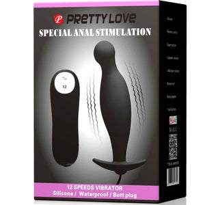 Pretty Love – Plug anal en silicone 12 modes de vibration noir