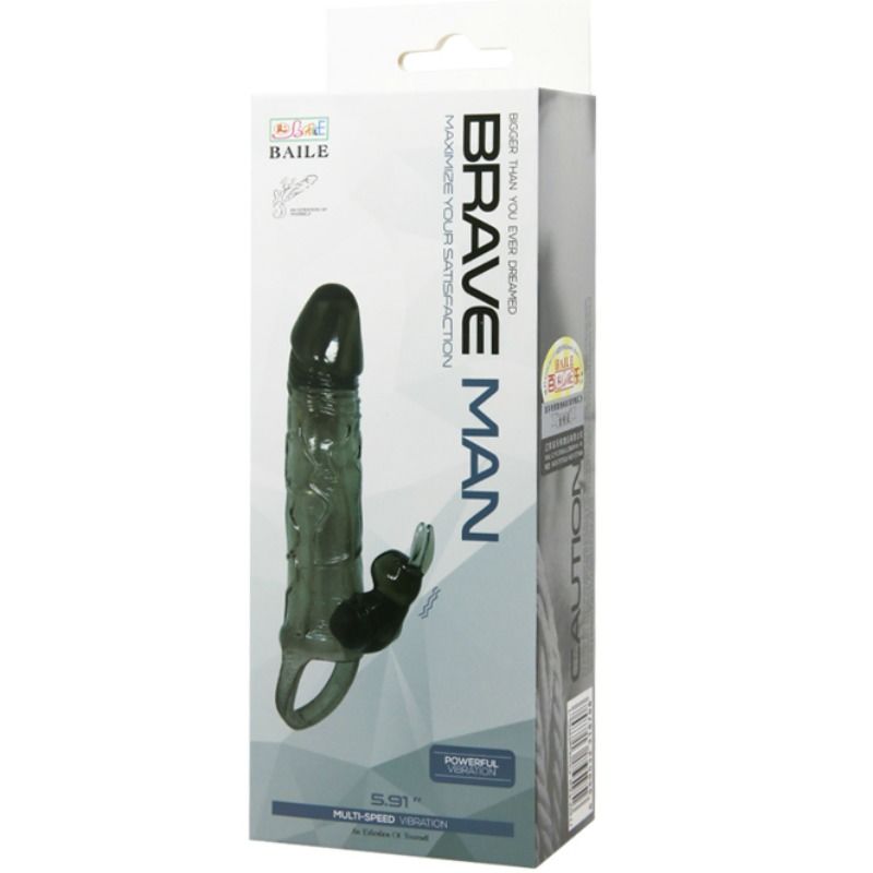 BAILE - BRAVE MAN FUNDA REALISTICA PENE CON KONIJN 16,5 CM NEGRO