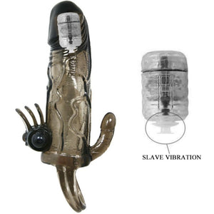 Baile – Couvre-pénis brave man avec stimulation clito et anal double bullet noir 16.5 cm
