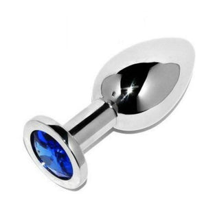 Metal Hard – Plug anal bijou bleu, acier 5,71 cm