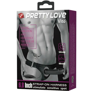 Pretty Love – Vito strap on avec gode creux et vibration 17.3 cm