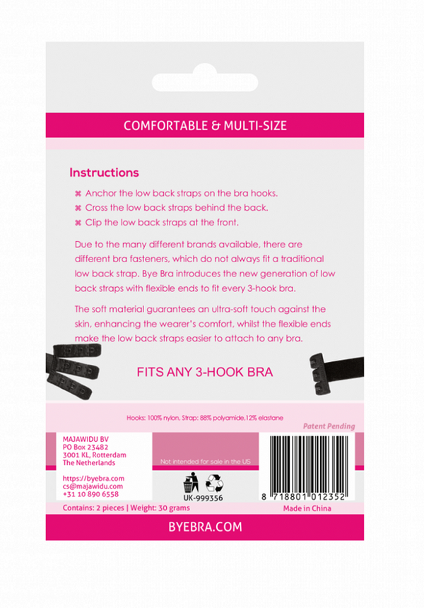 Bye-Bra – Adaptateur de soutien-gorge à dos ouvert noir & blanc