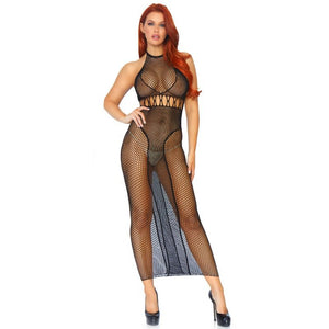 Robe dos nu licou en résille double