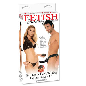 FETISH FANTASY SERIES FOR HIM OR HER VIBRATING HOLLOW STRAP-ON BLACK