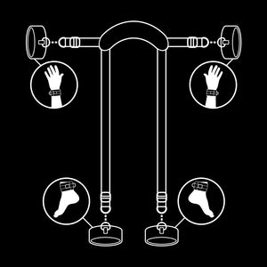 Fetish Submissive – Position maître avec 4 menottes doublées de noprène