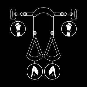 Fetish Submissive – Position jambes ouvertes avec menottes doublées en noprène