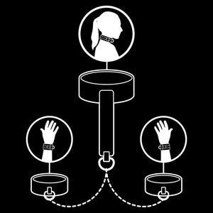 Fetish Submissive – Collier et menottes en cuir végan avec doublure en noprène