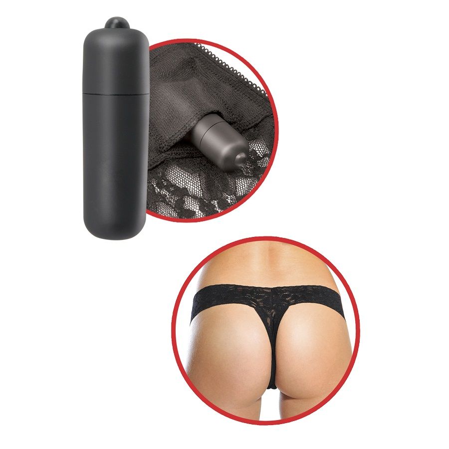 FETISH FANTASY SERIES - TANGA DE CAJE NEGRO WITH VIBRADOR