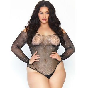 Leg Avenue – Bodystocking en résille cristalisée 1x-2x