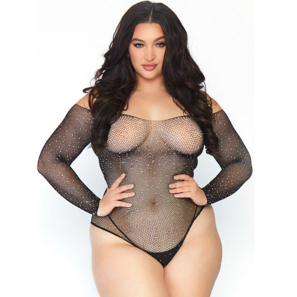 Leg Avenue – Bodystocking en résille cristalisée 1x-2x