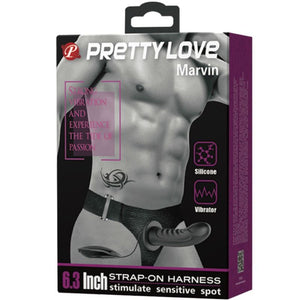 Pretty Love – Sangle marvin avec vibration et gode creux