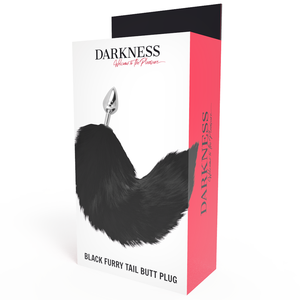 Darkness – Plug anal argent 8 cm avec queue noire