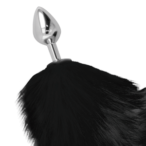 Darkness – Plug anal argent 8 cm avec queue noire