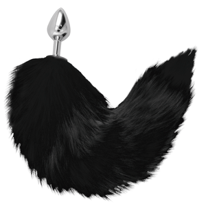 Darkness – Plug anal argent 8 cm avec queue noire