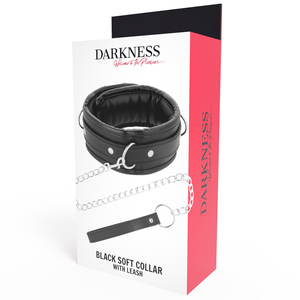 Darkness – Collier en cuir souple avec chaîne
