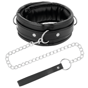 Darkness – Collier en cuir souple avec chaîne