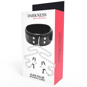 Darkness – Collier avec pinces nipple noir