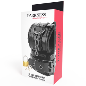 Darkness – Menottes ajustables en cuir noir avec cadenas